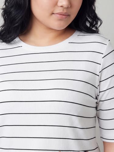 Max Women Striped T-Shirt (White_6XL)