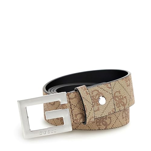 Guess Men Brown Polyurethane Monogram Vezzola Adjustable Belt with Tang Buckle