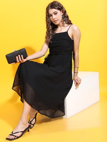 Tokyo Talkies Women Square Neck Sleeveless Midi Dress TTJ6007133 Black S