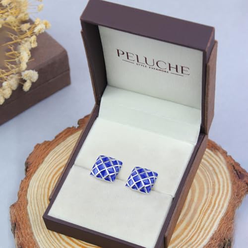 Peluche Blue Enamel Cufflinks for Men