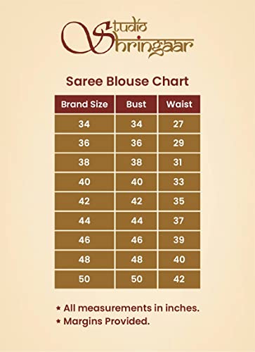 Studio Shringaar Women's Readymade Polyester WarliArt Saree Blouse with Elbow Length Sleeve (Gold, 48)