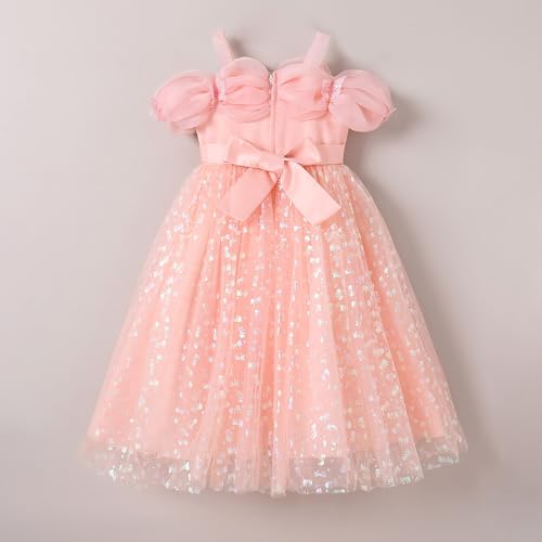 Hopscotch Girls Peach Short Sleeves Butterfly Applique Gown for Age (5-6 Years)