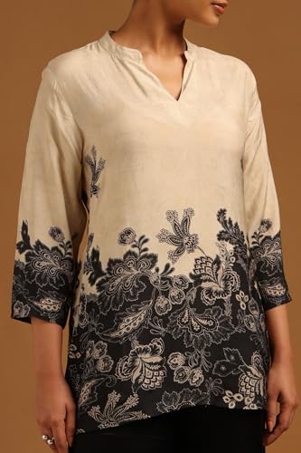 Soch Womens Off White Muslin Floral Tunic