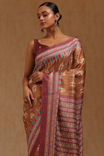 Soch Womens Earth Art Silk Warli Print Saree