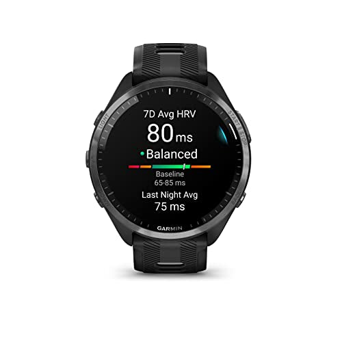 Garmin Forerunner 965 GPS Triathlon Smartwatch,Amoled Touchscreen, Battery Upto 23 Days, HRV Status, Advanced Sleep Score, Track Running, Cross Training, Vo2 Max, ClimbPro, Load Ratio with Black Band
