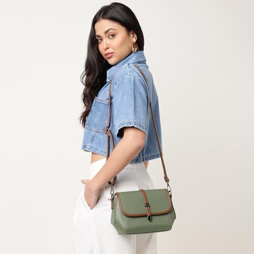 Fastrack Orbit Flap Sling | Faux-Leather Women’s Sling Bag | Spacious Compartment & Detachable Strap for Daily Use