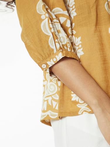 Max Women Printed A-line Tunic(Brown_L)