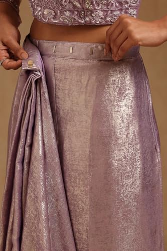 Soch Womens Lavender Fendy Tissue Solid Ready to Wear Saree