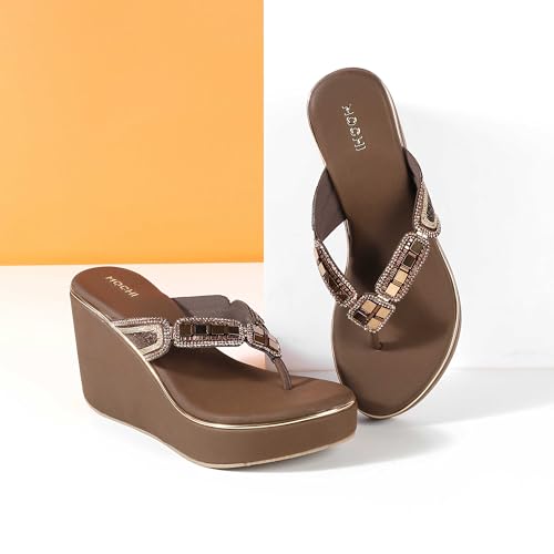 Mochi Women's Open Casual - Slippers with Black Platforms UK/5 EU/38(34-414)