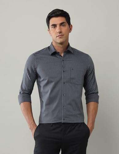 Arrow Men's Striped Full Sleeve Slim Fit Cutaway Collar Cotton Formal Shirt