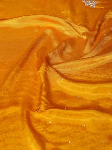 Meena Bazaar Chinon Saree For Women |MUSTARD Colour