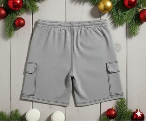 Imsa Moda Men’s Polycotton Relaxed Fit Shorts | Half Pant with Drawstring & 4 Pockets | Lightweight Casual Shorts for Men Grey