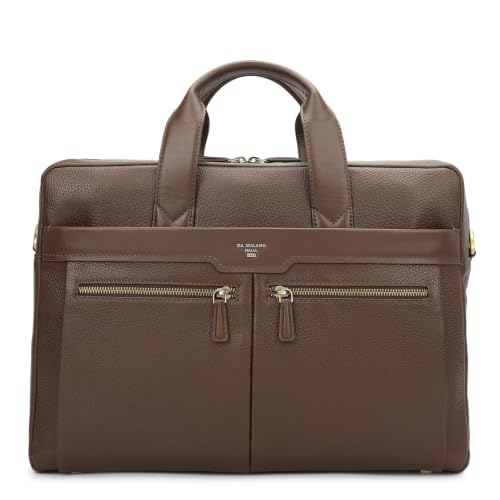 Da Milano Leather Laptop Bag for Men & Women | Laptop Messenger Bag | Ideal for Office Purpose | Fits Upto 15" Laptop - Mocha Brown