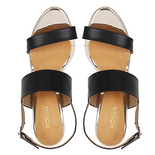 ROCIA Black Double Strap Block Heels