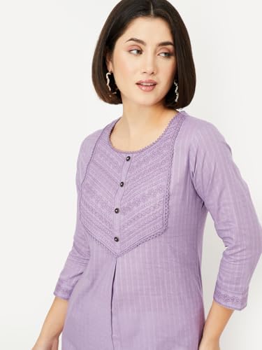 Max Women's Cotton Blend Regular Kurta (MAEKSP25RU_Lilac
