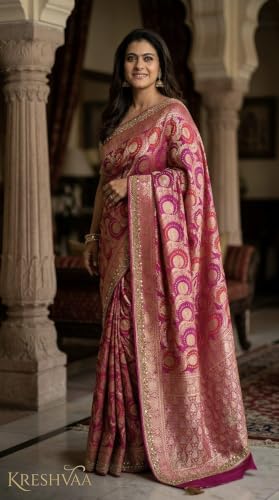 Nineteen6 Women's Pure Jaipuri Bandhani Saree with Unstitched Blouse Piece | Traditional Rajasthani Bandhej Heavy Zari Border Saree for Women | Ethnic Festive & Weddding Wear Saree