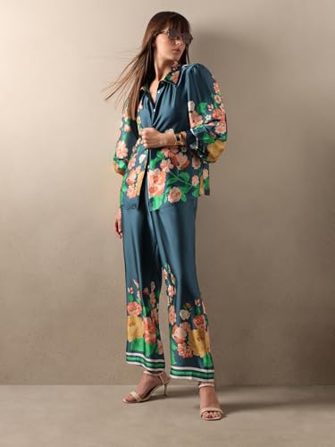 VERO MODA Women's Regular Fit High-Rise Blue Pants