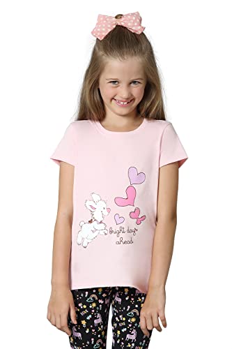 Van Heusen Girls Relaxed Fit T-Shirt - 100% Cotton - Ultra Soft, Round Neck, Short Sleeve_56405_Rose Shadow_9-10 Years,Pink