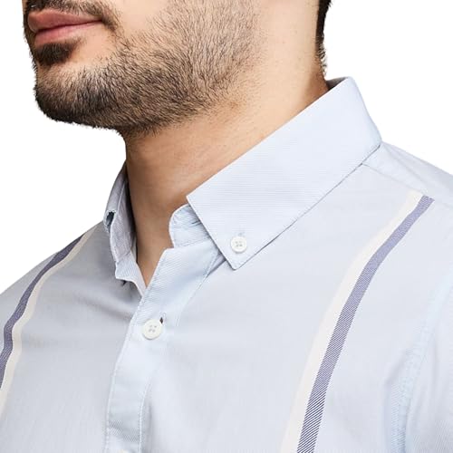 Being Human Light Blue Slim Fit Regular Collar Men's Shirt Clothing