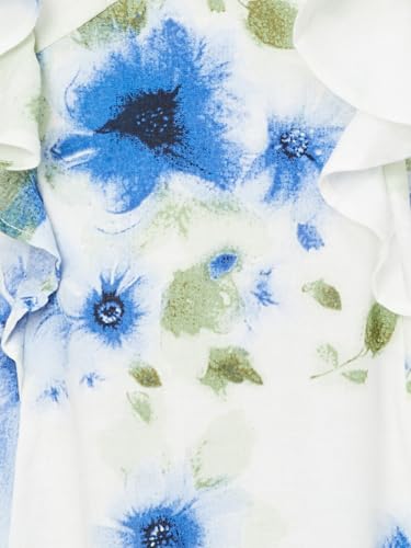 Max Women Floral Print A-line Midi Dress(White_M)