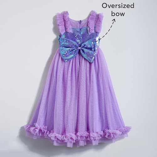 Hopscotch Girls Purple Sleeveless Ruffled Sequined Gown for Age (7-8 Years)