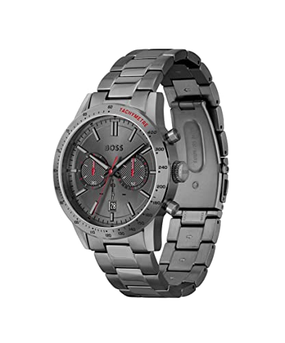 Hugo Boss Stainless Steel Boss Allure Analog Gray Dial Men Watch-1513924, Gray Band