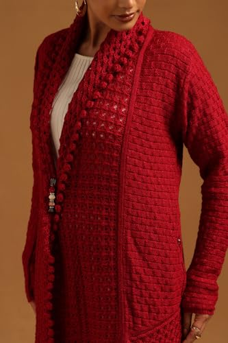 Soch Womens Maroon Acrylic Crochet Winter Shrug