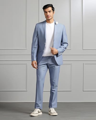 blackberrys 3 Piece Slim FIT Solid Suits Light Blue