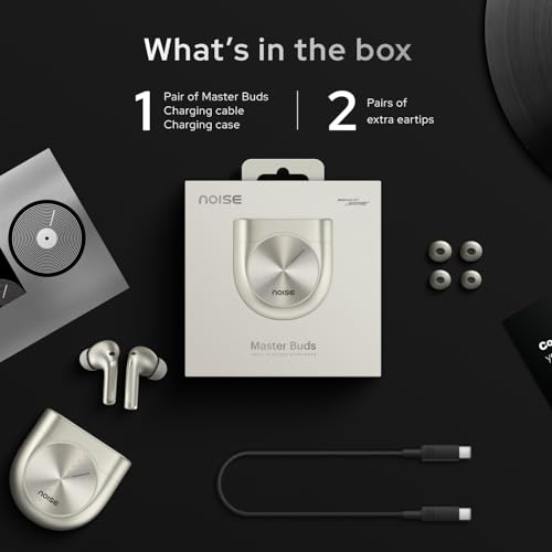 Noise Master Buds, Sound by Bose in-Ear Bluetooth Earbuds, Up to 49dB Adaptive ANC, LHDC 5.0, Immersive Spatial Audio, 44H Playtime with 6 mic ENC, Dual Pairing, IPX5 Ear Buds TWS (Onyx)