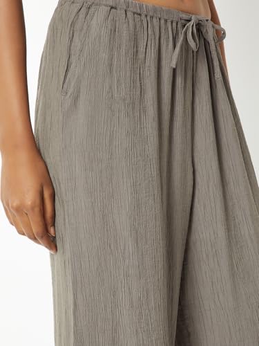 Max Women Textured Wide Leg Trousers (Grey_XL-XXL)