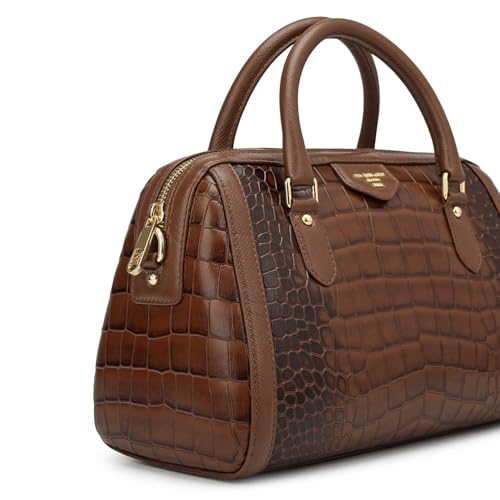 Da Milano Leather Brown Satchel Bag for Women (00355A-OL)