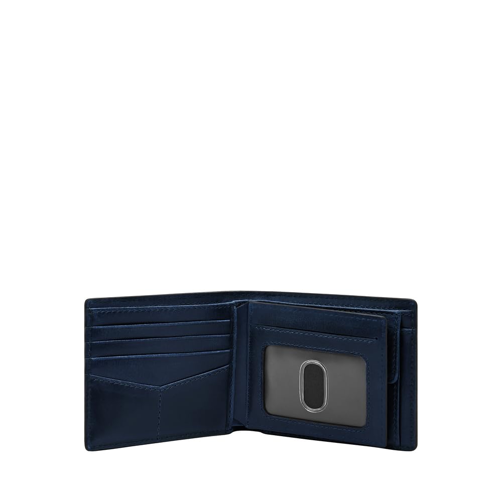 Fossil Mens Leather Derrick Blue Wallet ML3687545