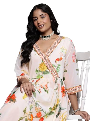 Floral Printed Sequined Detail Wrap Maxi Dress