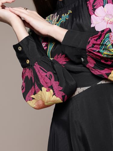 Label RITU KUMAR Black Jessie Crew Neck Long Dress
