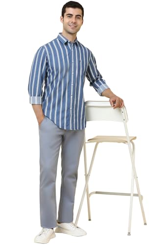 Allen Solly Men Blue Striped Full Sleeves Casual Shirt