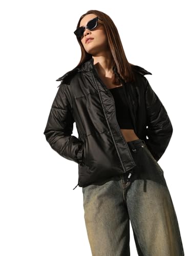 ONLY Women's Solid Regular Fit Black Jacket