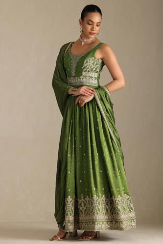 Soch Women's Viscose Blend Floor Length Gown (OWS5CD21813_Green