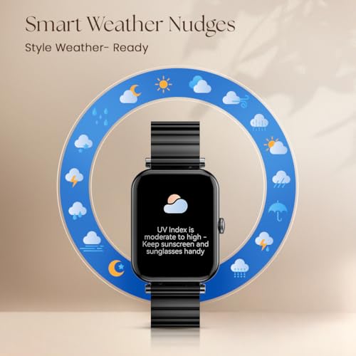 Fastrack Noir Charm Smart Watch for Women 1.65" inch AMOLED Display,Sleek Design,AI Watchface & AI Chat,Functional Crown,24/7 Health Suite,BT Calling,SpO2,HRM,IP68, Multiple Menu Styles- Rose Gold