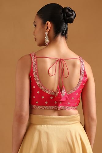 Soch Womens Fuchsia Tussar Embellished Blouse with Sequins