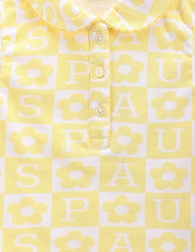 U.S. POLO ASSN. Kids Kids Regular fit Girls Cotton Printed Sleeveless Polo T-Shirts (UGTSH0358_Yellow_3-4Y)