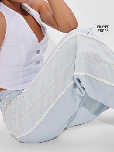 The Souled Store Denim Originals: Iceberg Blue Women and Girls Buttoned Cotton Straight Fit Jeans