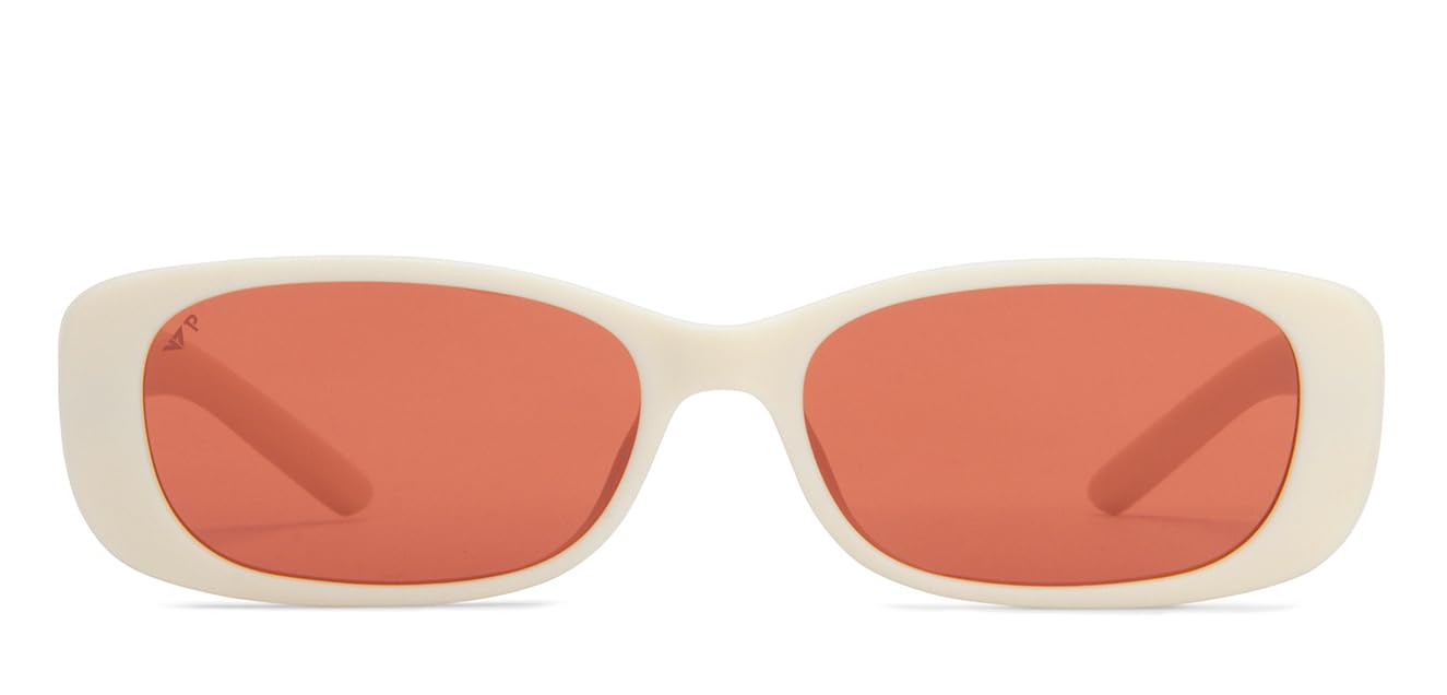 VINCENT CHASE EYEWEAR Vincent Chase By Lenskart|White-Brown Full Rim Rectangular|Vacation Edit|Branded Latest And Stylish Sunglasses|Polarized And 100% Uv Protected|For Women|Large|Vc S16873