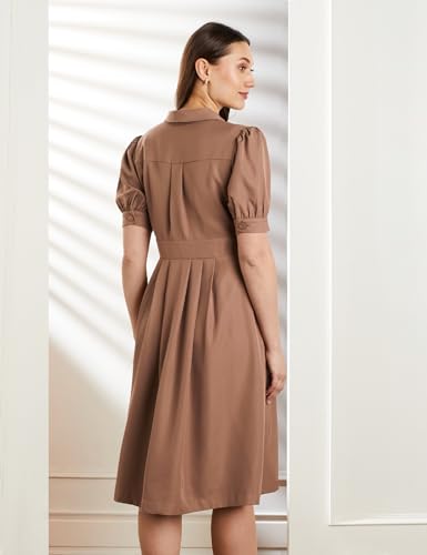 Symbol Premium Women's Fit & Flare Wrap Dress (Midi Length | Desk-to-Dinner) (SBP-SS24-WDR-607_Taupe_7XL)