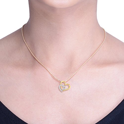 KuberBox 18KT Yellow Gold Beth Heart Pendant for Women