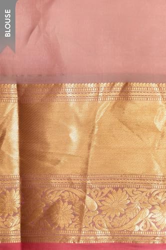 Taneira Women Brown Woven Kanjeevaram Inspired Design Silk Viscose Saree with Unstitched Blouse Piece (SABHMBAB8719-Brown)