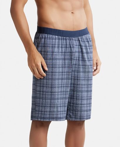 Jockey Men's Regular Fit Shorts (IM02_Mid Blue Mel/Smk_L)