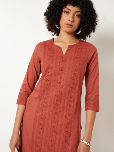 Max Women Schiffili Straight Kurta (Orange_M)