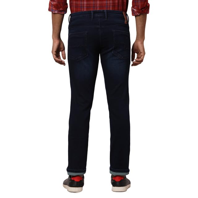 Raymond Men's Slim Fit Cotton Blend Solid Pattern Flat Front Jeans