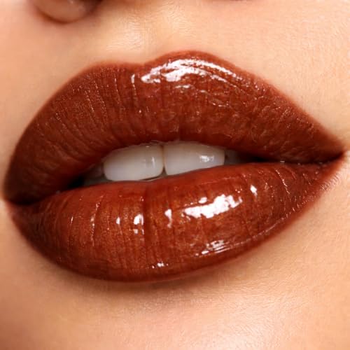 Fruit Flavoured Tinted Lip Gloss | Natural Lip Gloss with Jojoba Oil, Beeswax & Hyaluronic Acid | Non-Sticky Hydrating Gloss Duo with Soft Silicone Applicator (Rosé Kiss & Peach Nectar)