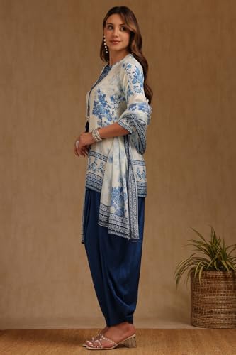 Soch Womens White Muslin Floral Print Suit Set